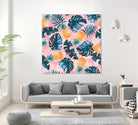 Pineapple and Leaf Pattern by burcu korkmazyurek on GIANT ART - pink digital painting