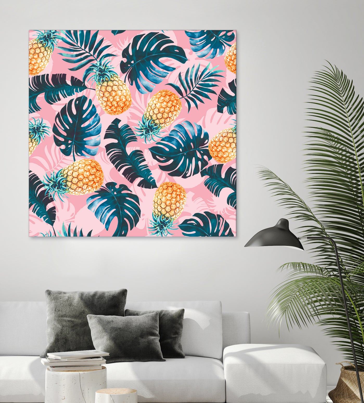 Pineapple and Leaf Pattern by burcu korkmazyurek on GIANT ART - pink digital painting