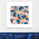 Pineapple and Leaf Pattern by burcu korkmazyurek on GIANT ART - pink digital painting