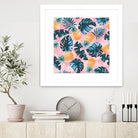 Pineapple and Leaf Pattern by burcu korkmazyurek on GIANT ART - pink digital painting