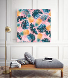 Pineapple and Leaf Pattern by burcu korkmazyurek on GIANT ART - pink digital painting