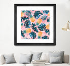 Pineapple and Leaf Pattern by burcu korkmazyurek on GIANT ART - pink digital painting