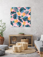 Pineapple and Leaf Pattern by burcu korkmazyurek on GIANT ART - pink digital painting