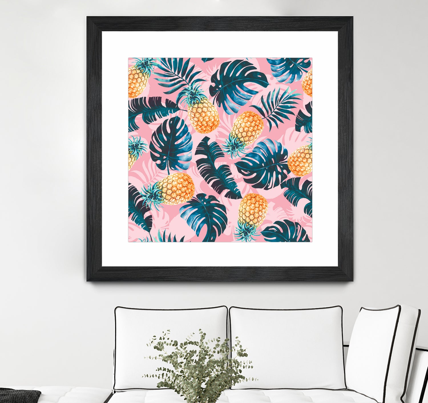 Pineapple and Leaf Pattern by burcu korkmazyurek on GIANT ART - pink digital painting