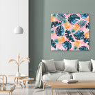 Pineapple and Leaf Pattern by burcu korkmazyurek on GIANT ART - pink digital painting