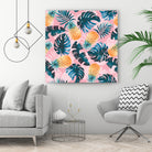 Pineapple and Leaf Pattern by burcu korkmazyurek on GIANT ART - pink digital painting