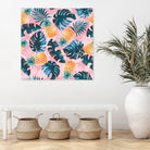 Pineapple and Leaf Pattern by burcu korkmazyurek on GIANT ART - pink digital painting