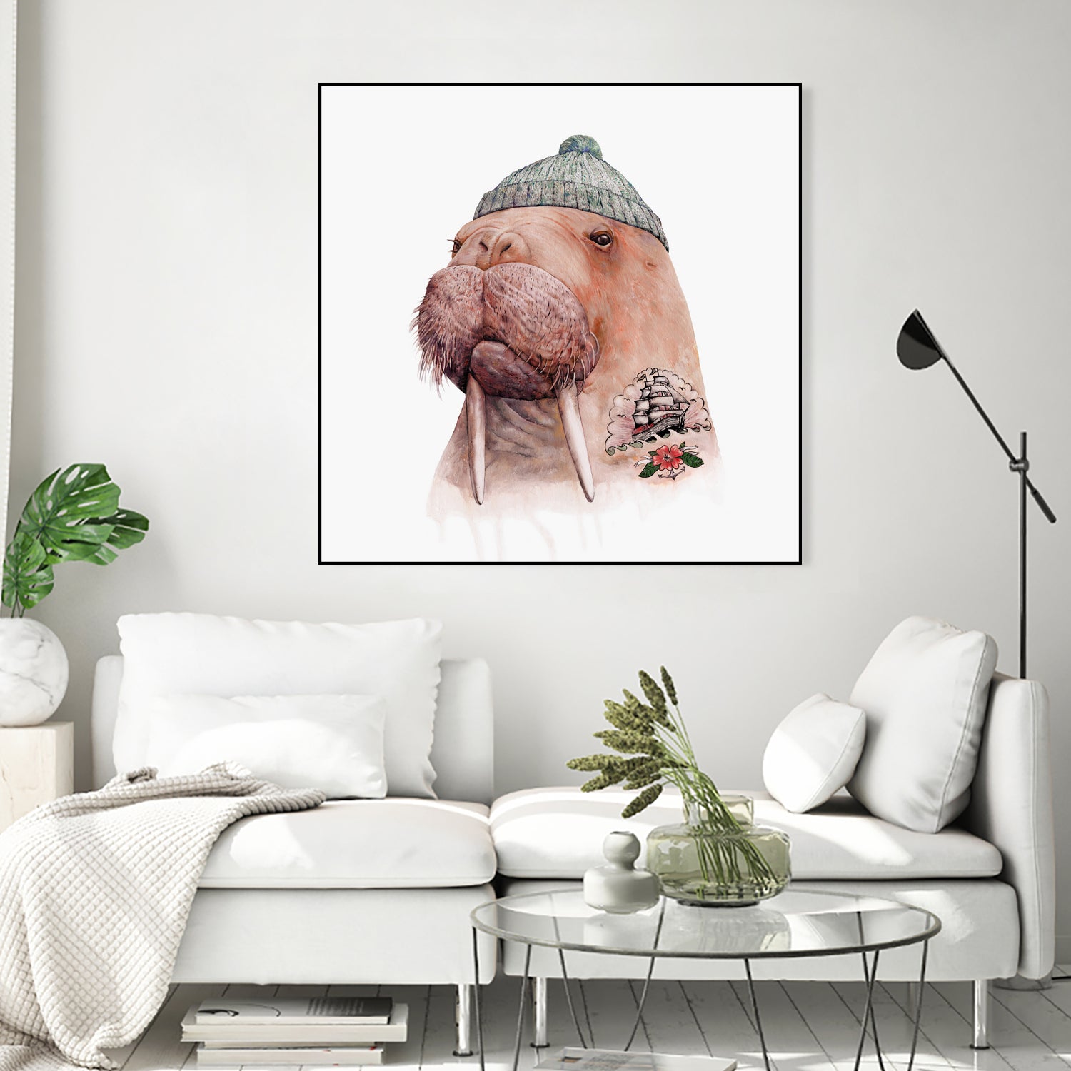 Tattooed Walrus by Tim McConnachie on GIANT ART - gray mixed media