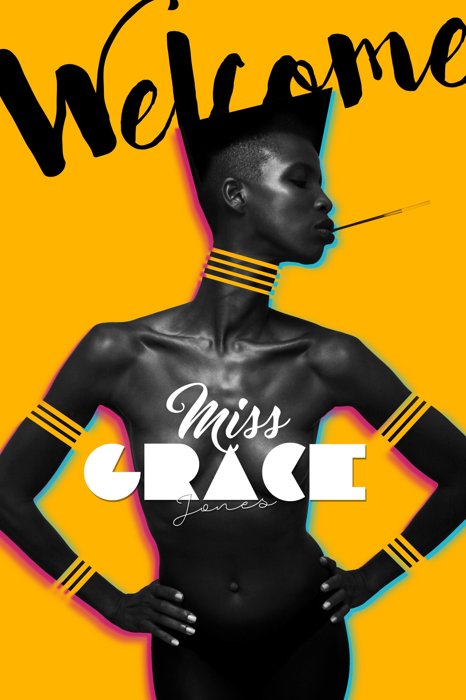 Tribute Grace Jones #1 by Stephane Munnier on GIANT ART - yellow photo manipulation