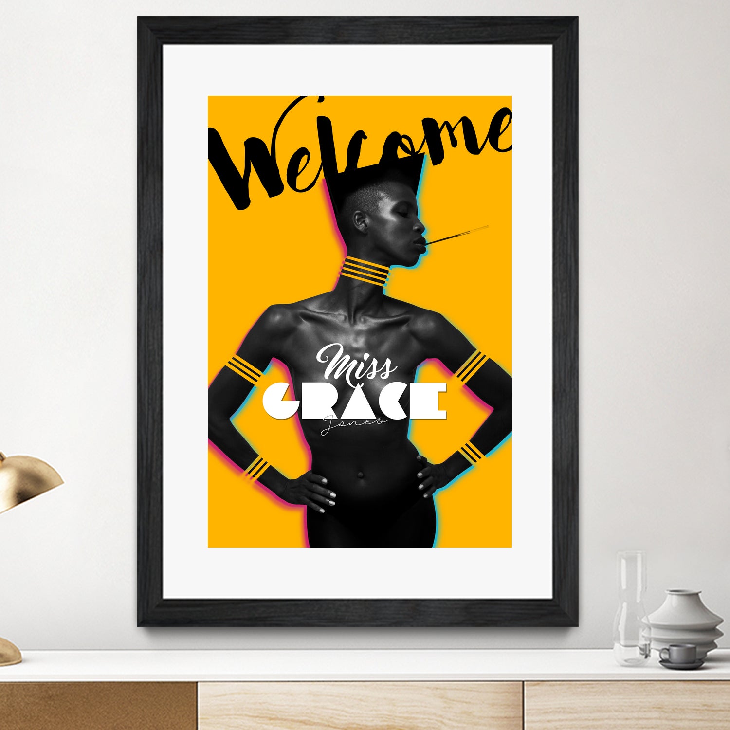 Tribute Grace Jones #1 by Stephane Munnier on GIANT ART - yellow photo manipulation