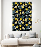 Geometric and Lemon pattern II by burcu korkmazyurek on GIANT ART - black digital painting