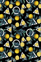 Geometric and Lemon pattern II by burcu korkmazyurek on GIANT ART - black digital painting