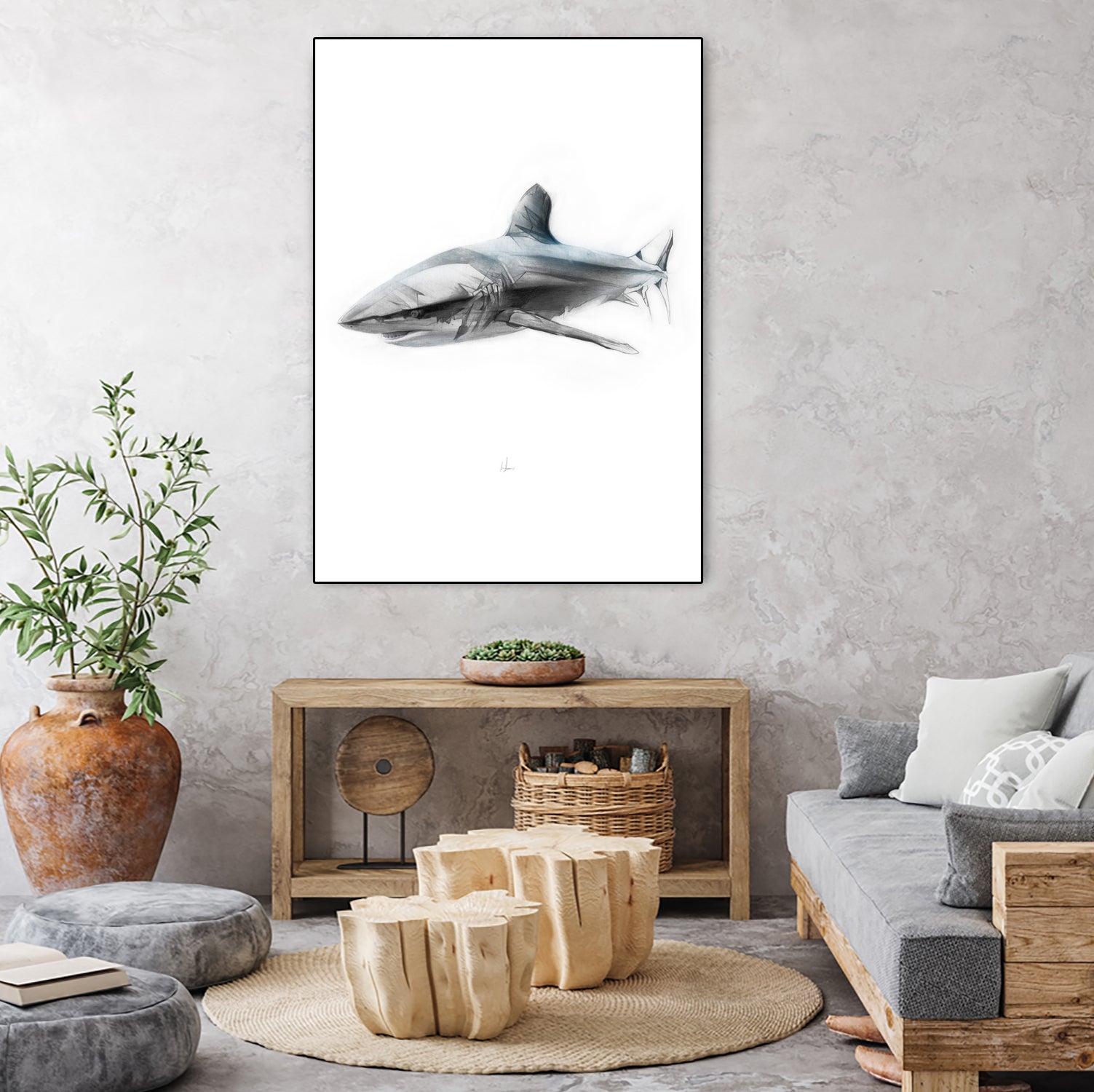 Shark I by Marcou Alexis on GIANT ART - gray digital drawing