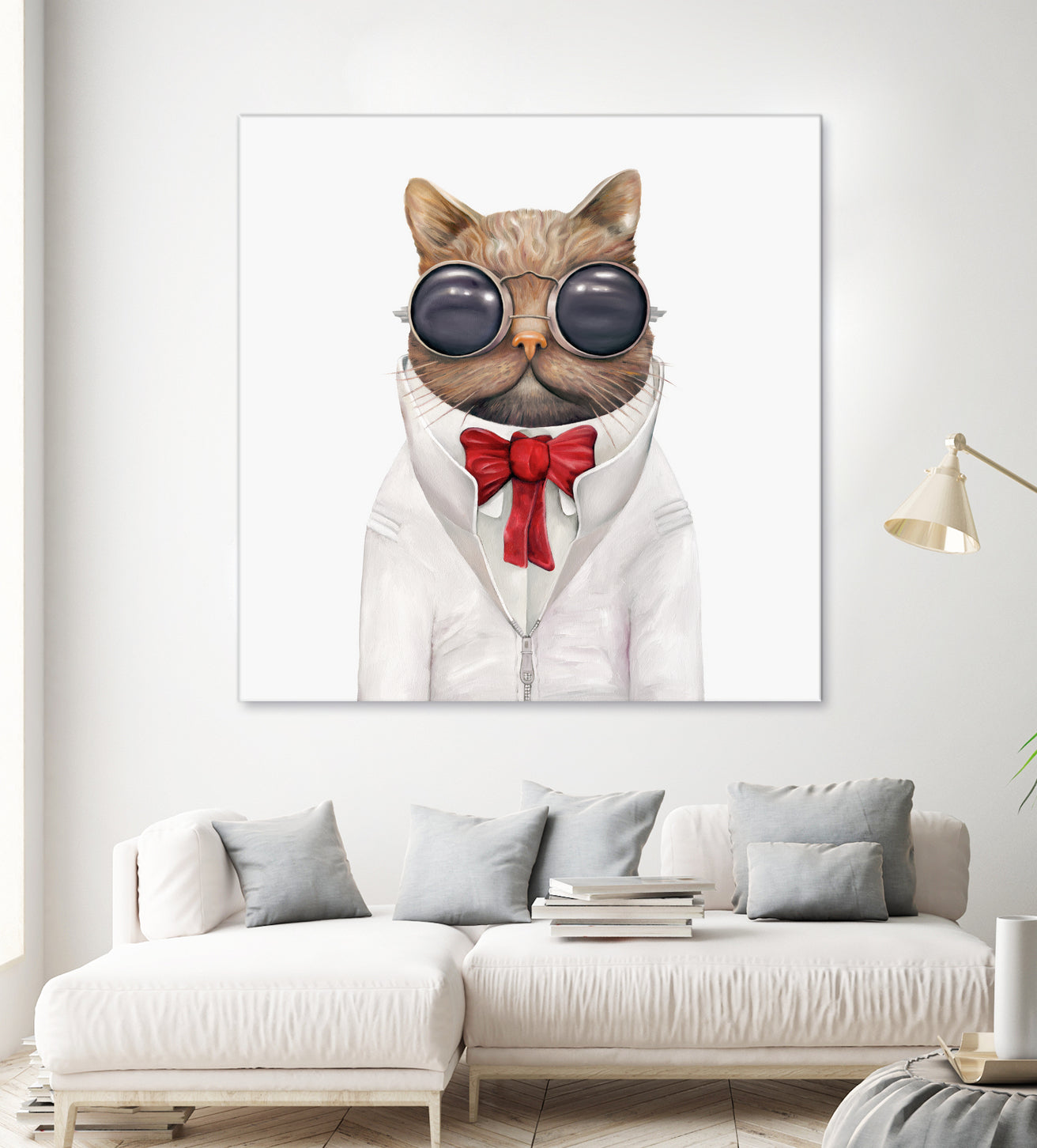 Astro Cat by Tim McConnachie on GIANT ART - red mixed media