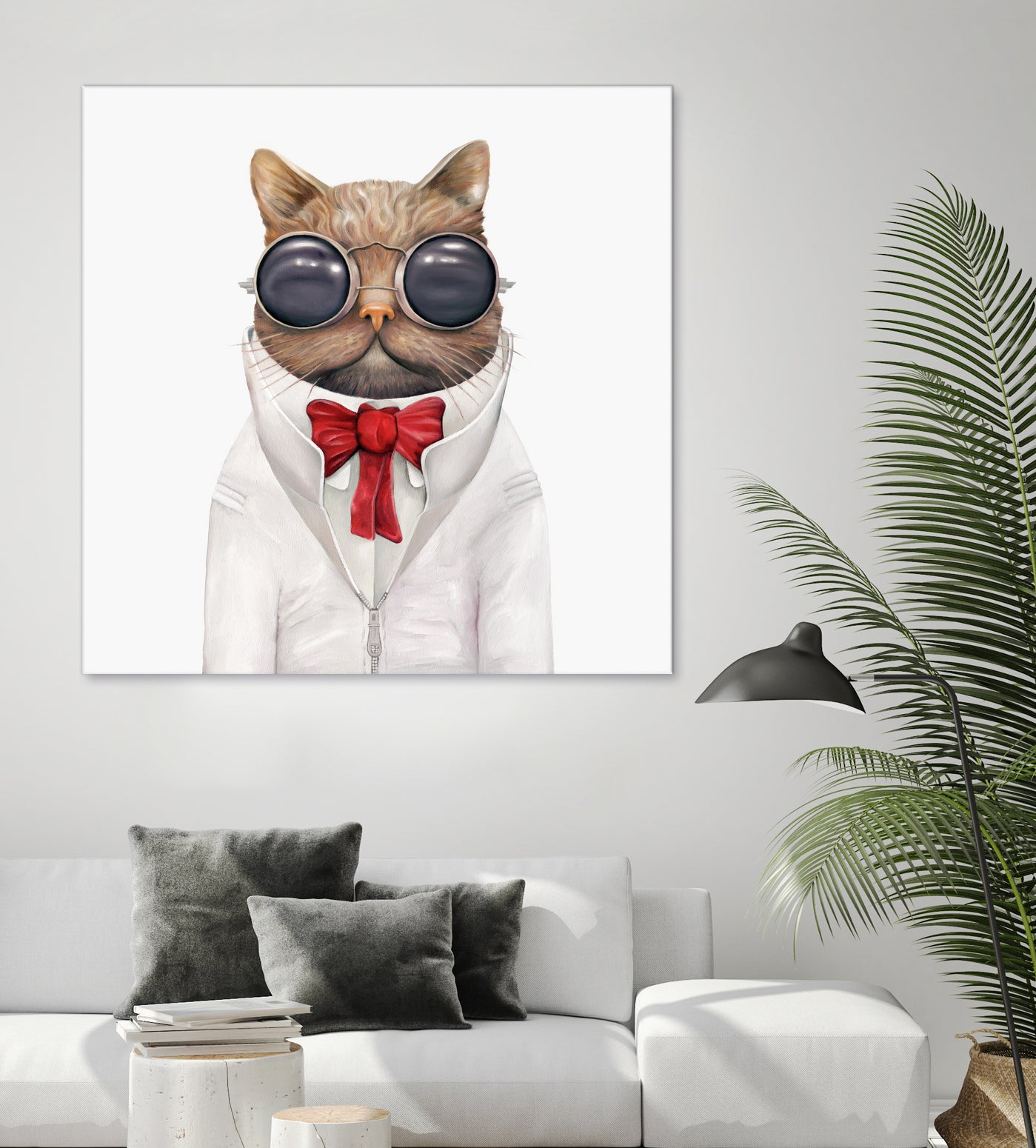 Astro Cat by Tim McConnachie on GIANT ART - red mixed media