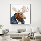 Moose by Tim McConnachie on GIANT ART - blue mixed media