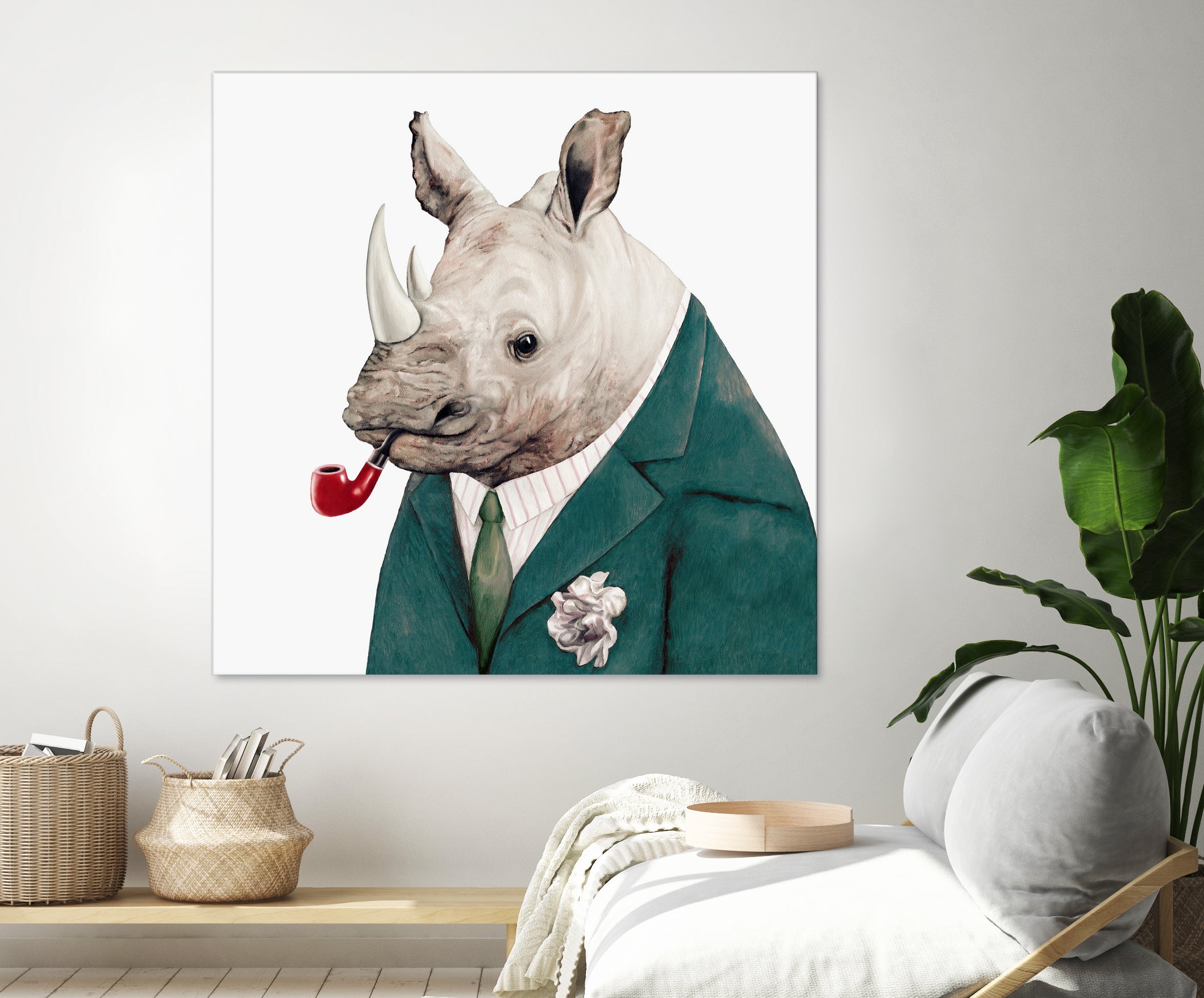 Rhino by Tim McConnachie on GIANT ART - blue mixed media