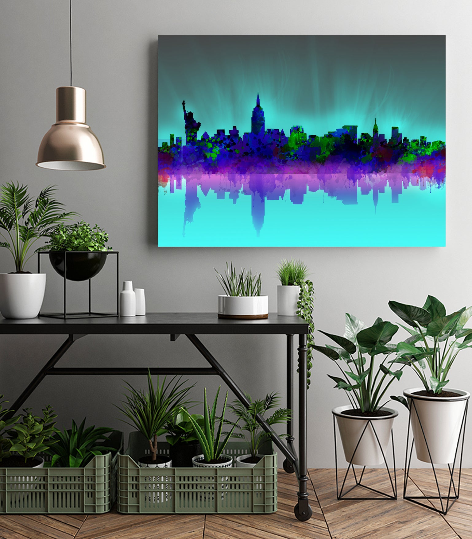 new york city skyline green by Bekim Mehovic on GIANT ART - green digital drawing