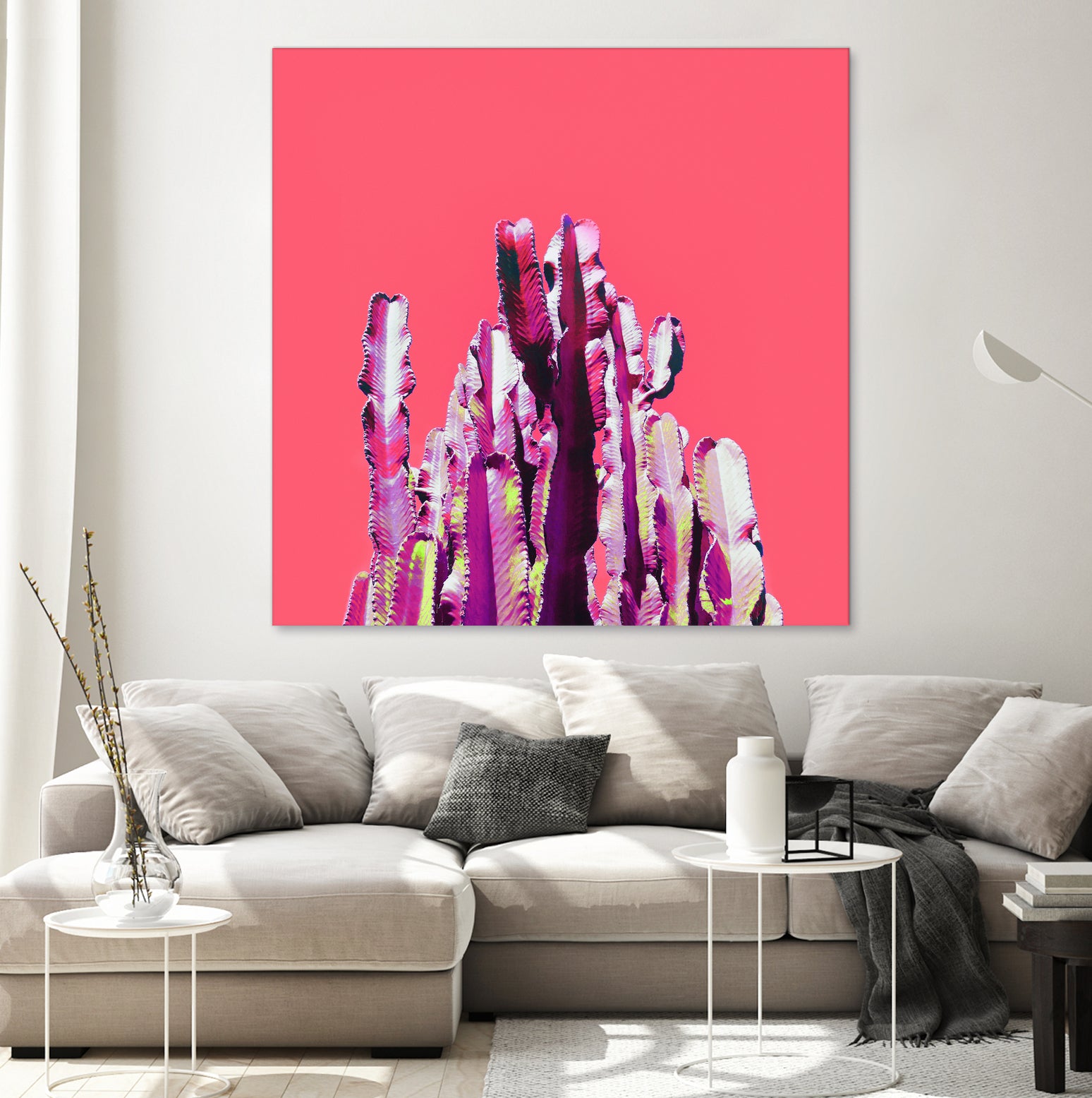 Majestic Cactus on Coral by Dominique Van Roey on GIANT ART - pink photo manipulation