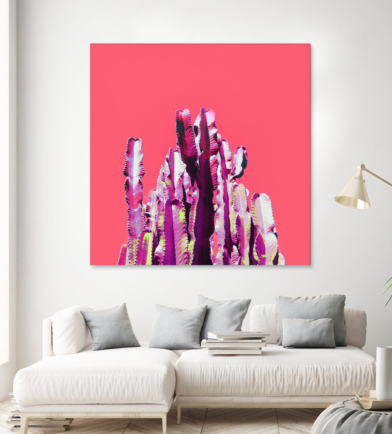 Majestic Cactus on Coral by Dominique Van Roey on GIANT ART - pink photo manipulation