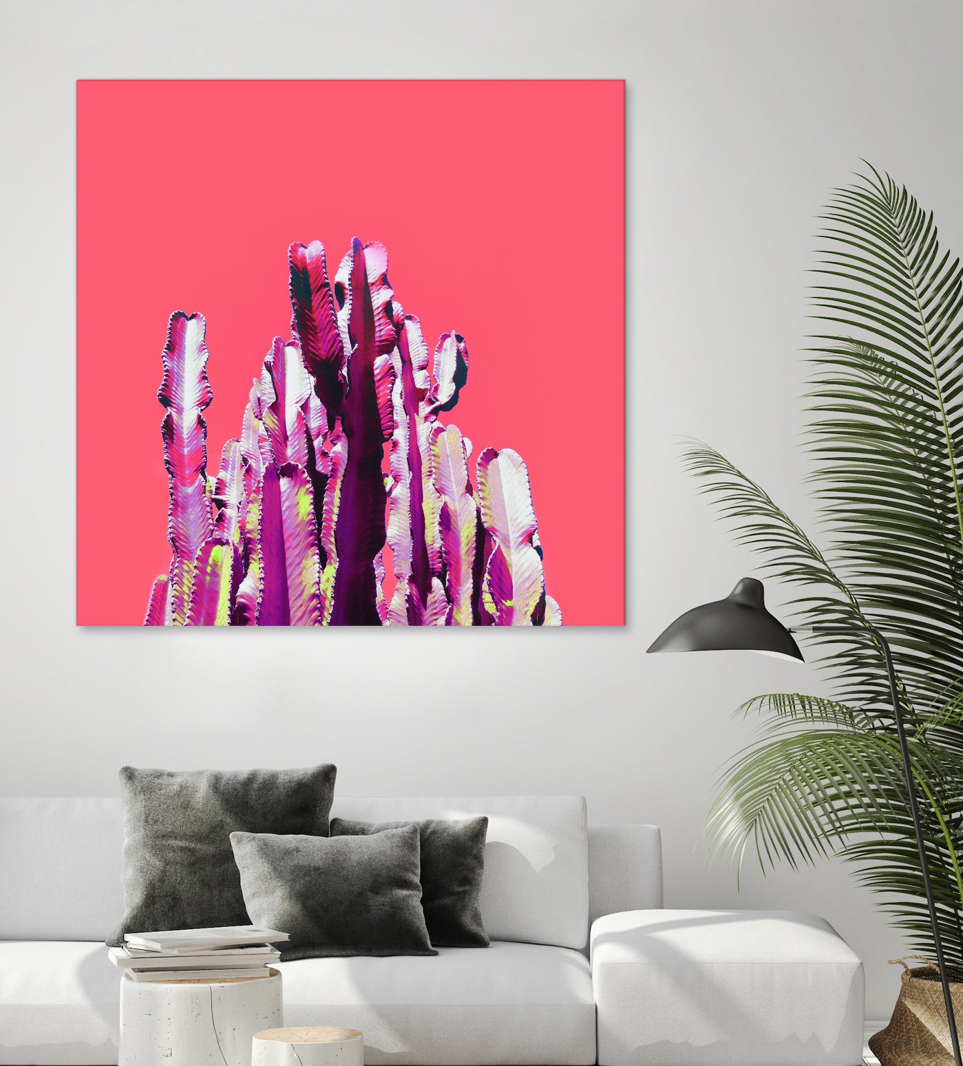 Majestic Cactus on Coral by Dominique Van Roey on GIANT ART - pink photo manipulation