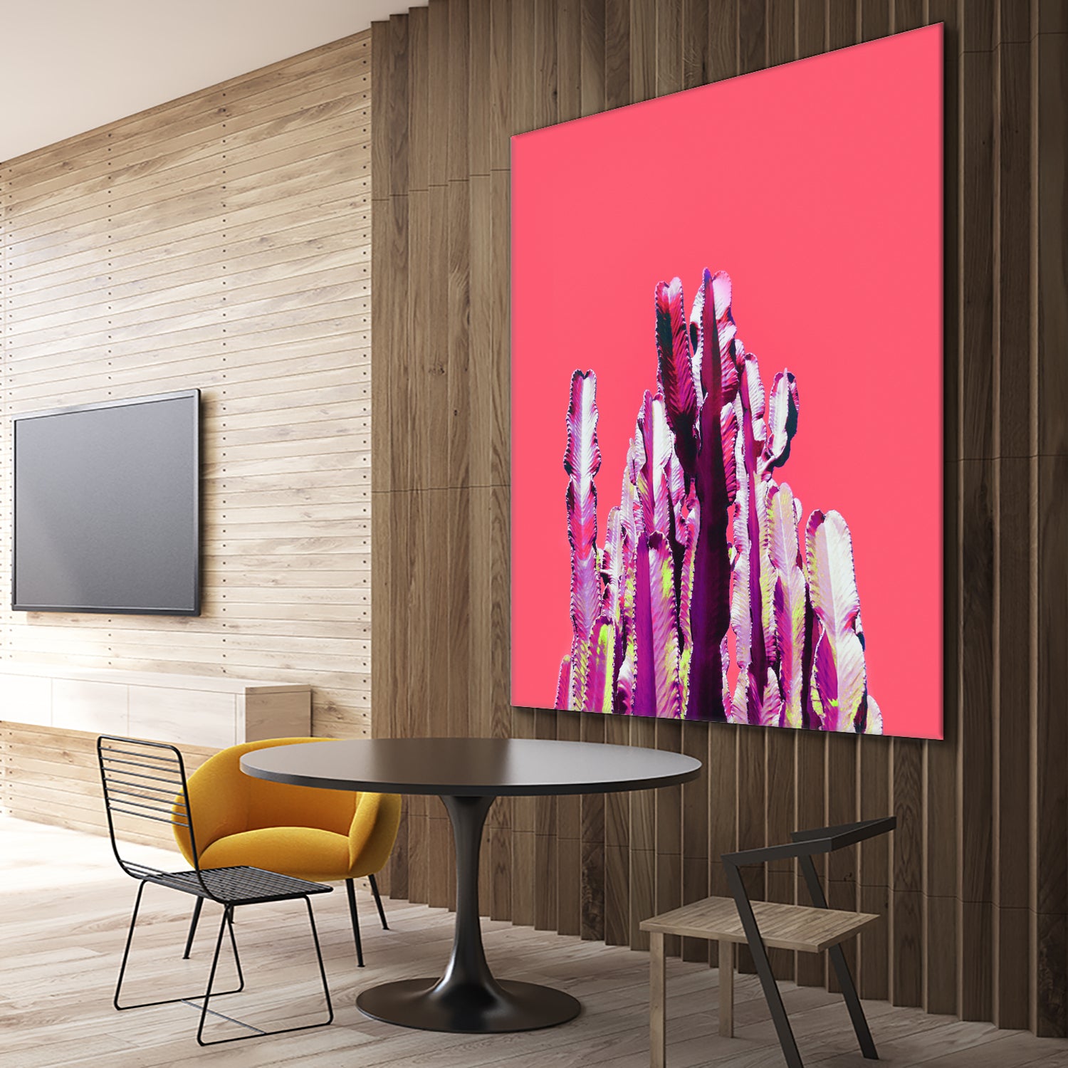 Majestic Cactus on Coral by Dominique Van Roey on GIANT ART - pink photo manipulation