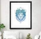 Floral lion by Solti Balázs on GIANT ART - white digital drawing