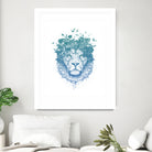 Floral lion by Solti Balázs on GIANT ART - white digital drawing