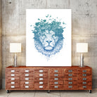 Floral lion by Solti Balázs on GIANT ART - white digital drawing