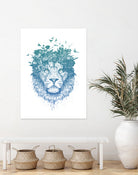 Floral lion by Solti Balázs on GIANT ART - white digital drawing