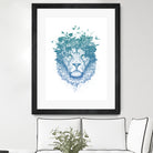 Floral lion by Solti Balázs on GIANT ART - white digital drawing