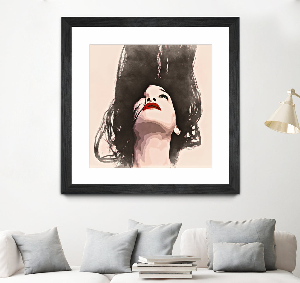 Woman upside down - painting in watercolor by CADET Pierre on GIANT ART - black digital painting