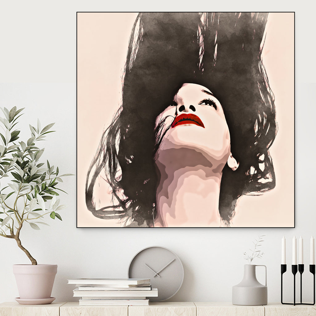 Woman upside down - painting in watercolor by CADET Pierre on GIANT ART - black digital painting