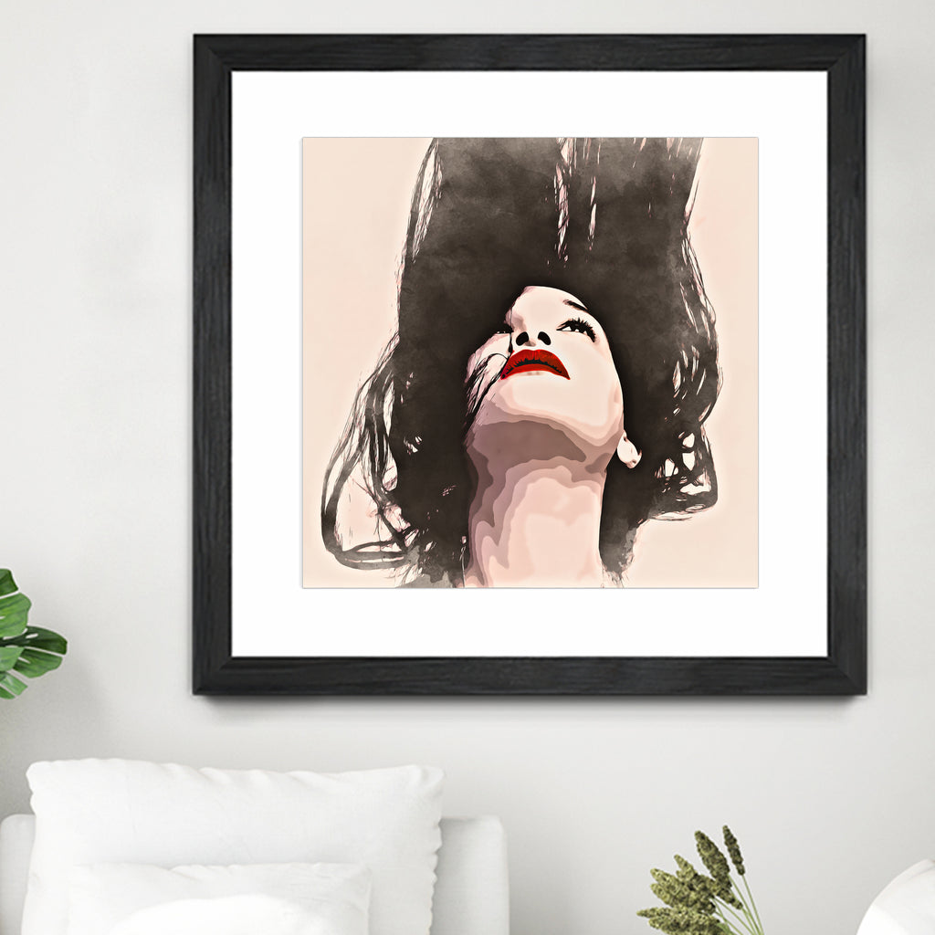 Woman upside down - painting in watercolor by CADET Pierre on GIANT ART - black digital painting