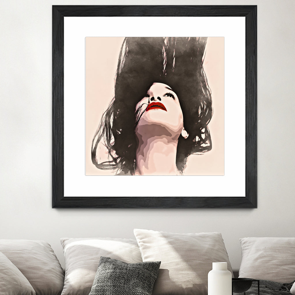 Woman upside down - painting in watercolor by CADET Pierre on GIANT ART - black digital painting