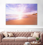 Sunset Beach Scene, Summertime, Pastel Sky by Petra Lang on GIANT ART - pink photo illustration