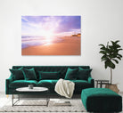 Sunset Beach Scene, Summertime, Pastel Sky by Petra Lang on GIANT ART - pink photo illustration