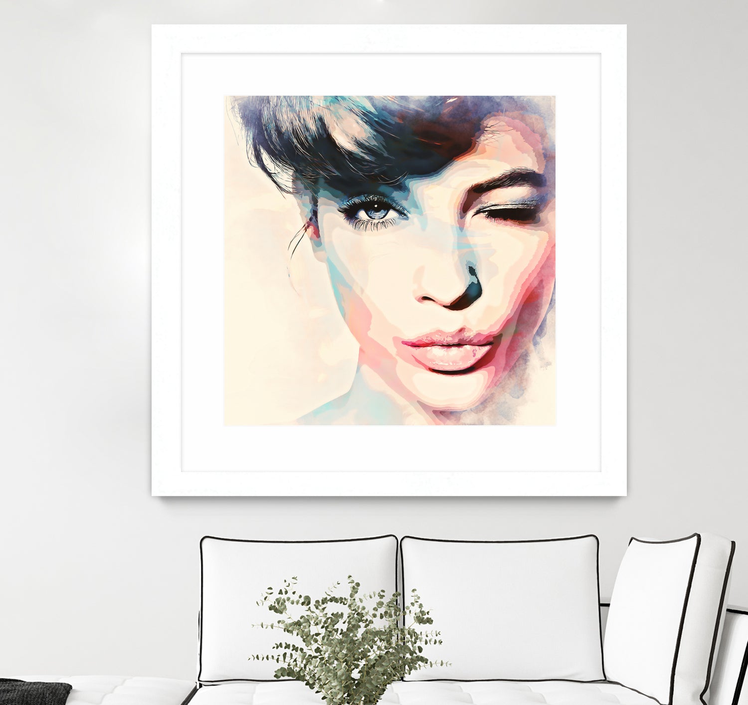 wink - painting watercolor by CADET Pierre on GIANT ART - blue digital painting