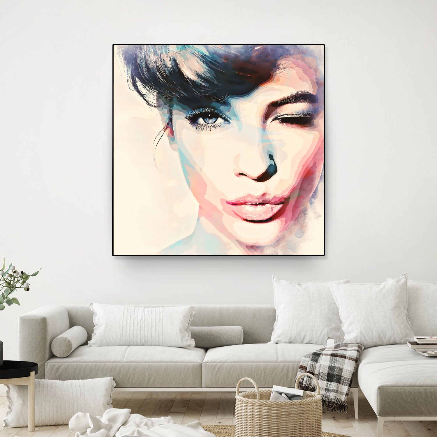 wink - painting watercolor by CADET Pierre on GIANT ART - blue digital painting