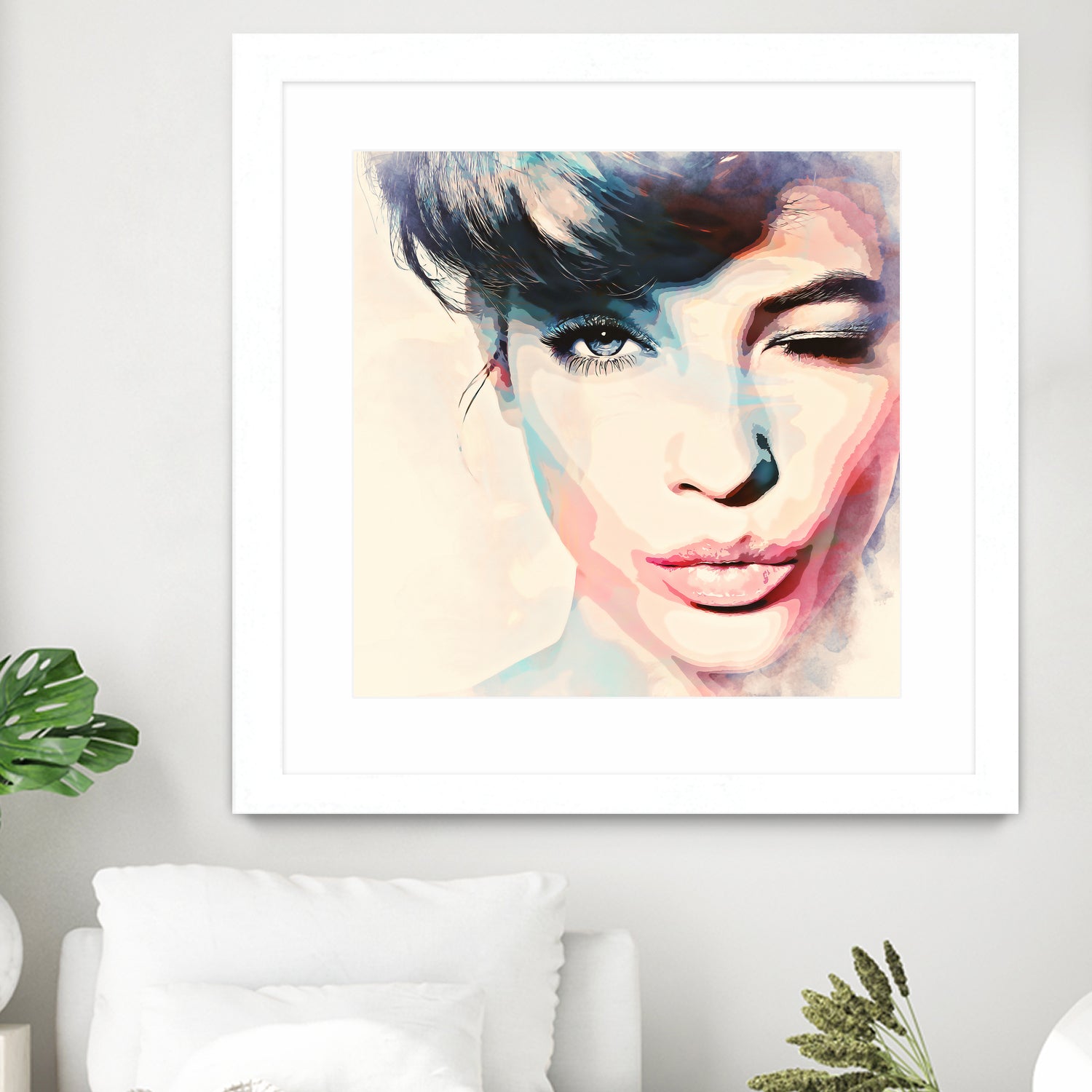 wink - painting watercolor by CADET Pierre on GIANT ART - blue digital painting