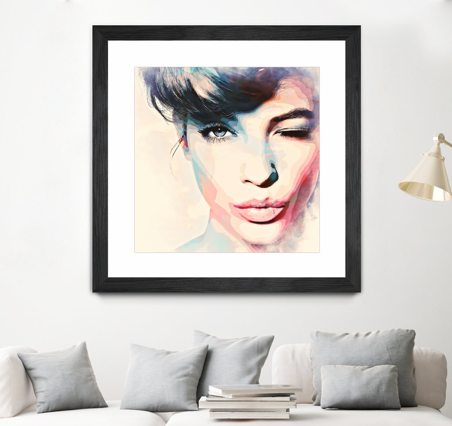 wink - painting watercolor by CADET Pierre on GIANT ART - blue digital painting