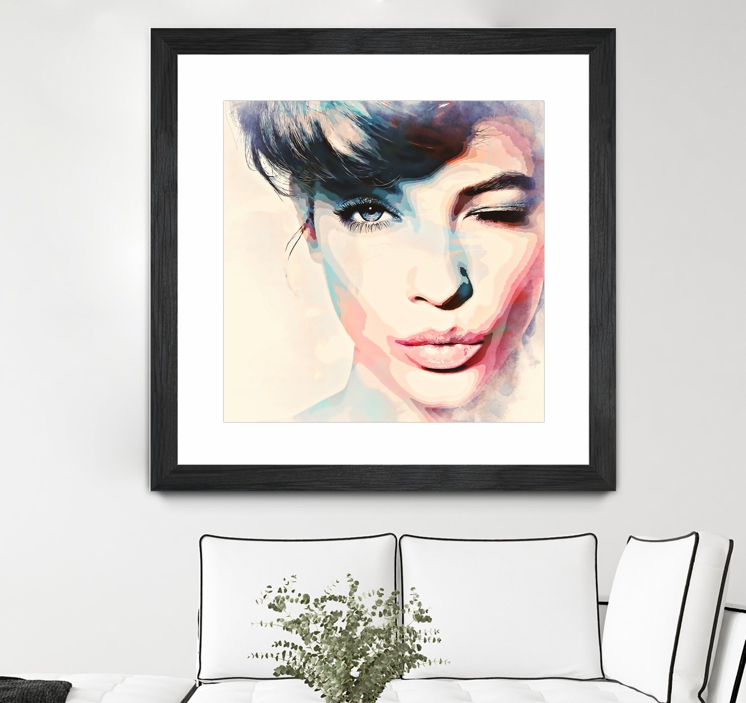 wink - painting watercolor by CADET Pierre on GIANT ART - blue digital painting