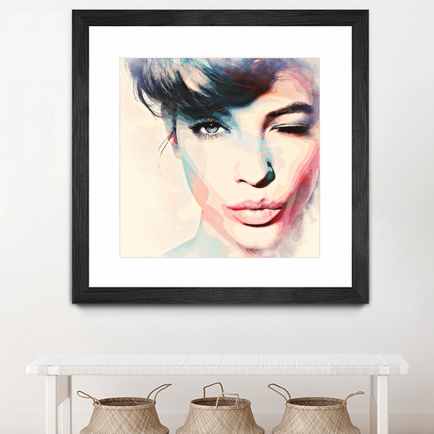 wink - painting watercolor by CADET Pierre on GIANT ART - blue digital painting