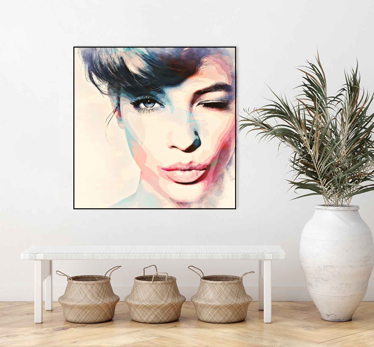 wink - painting watercolor by CADET Pierre on GIANT ART - blue digital painting