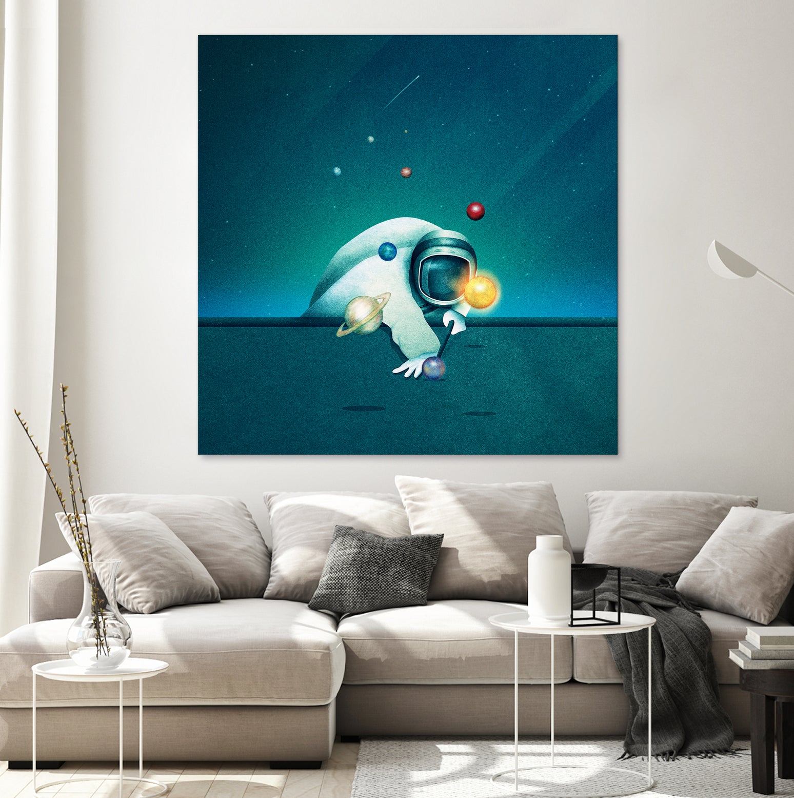 Astronaut Billards by Romina Lutz on GIANT ART - green digital painting