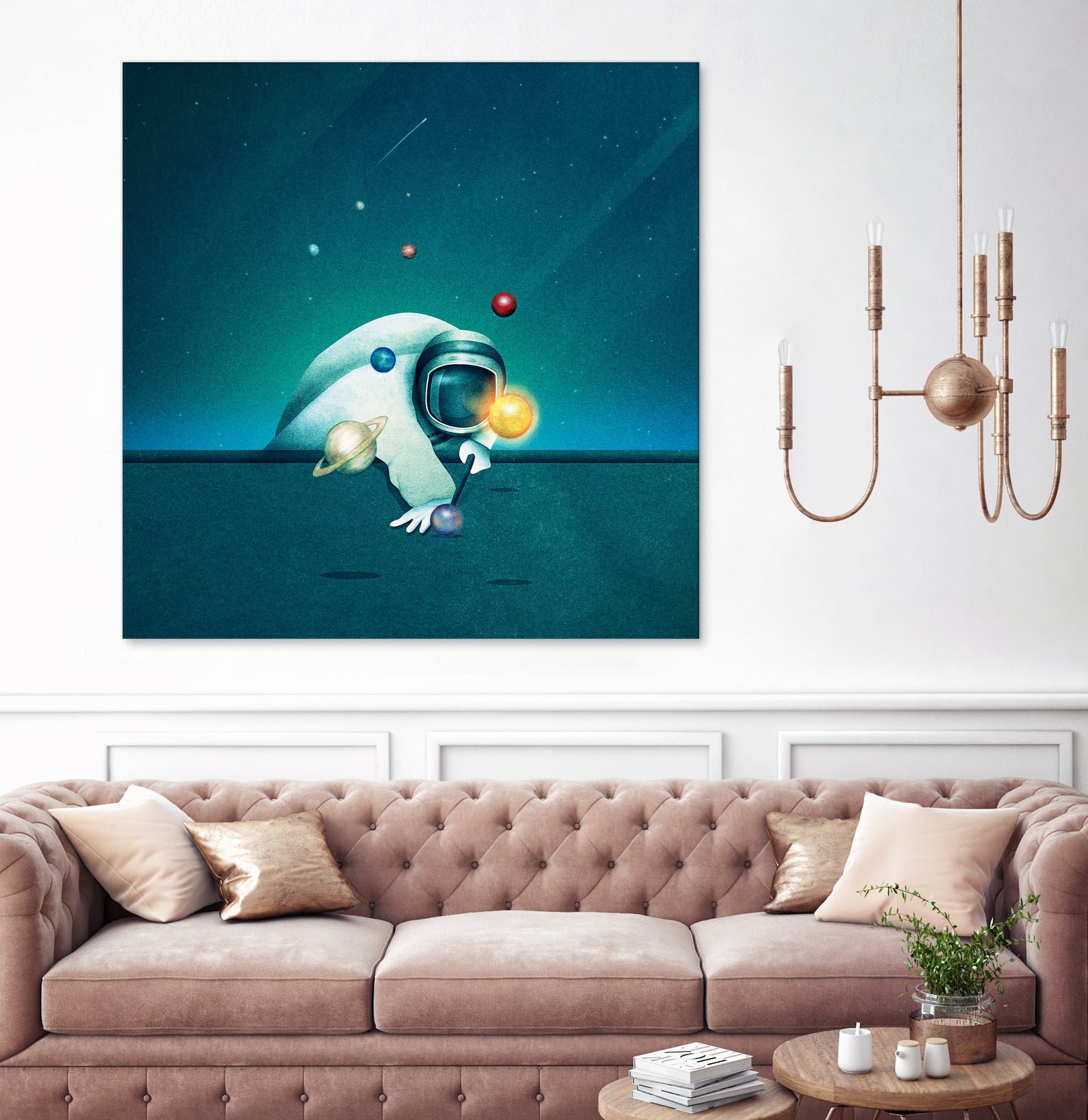 Astronaut Billards by Romina Lutz on GIANT ART - green digital painting