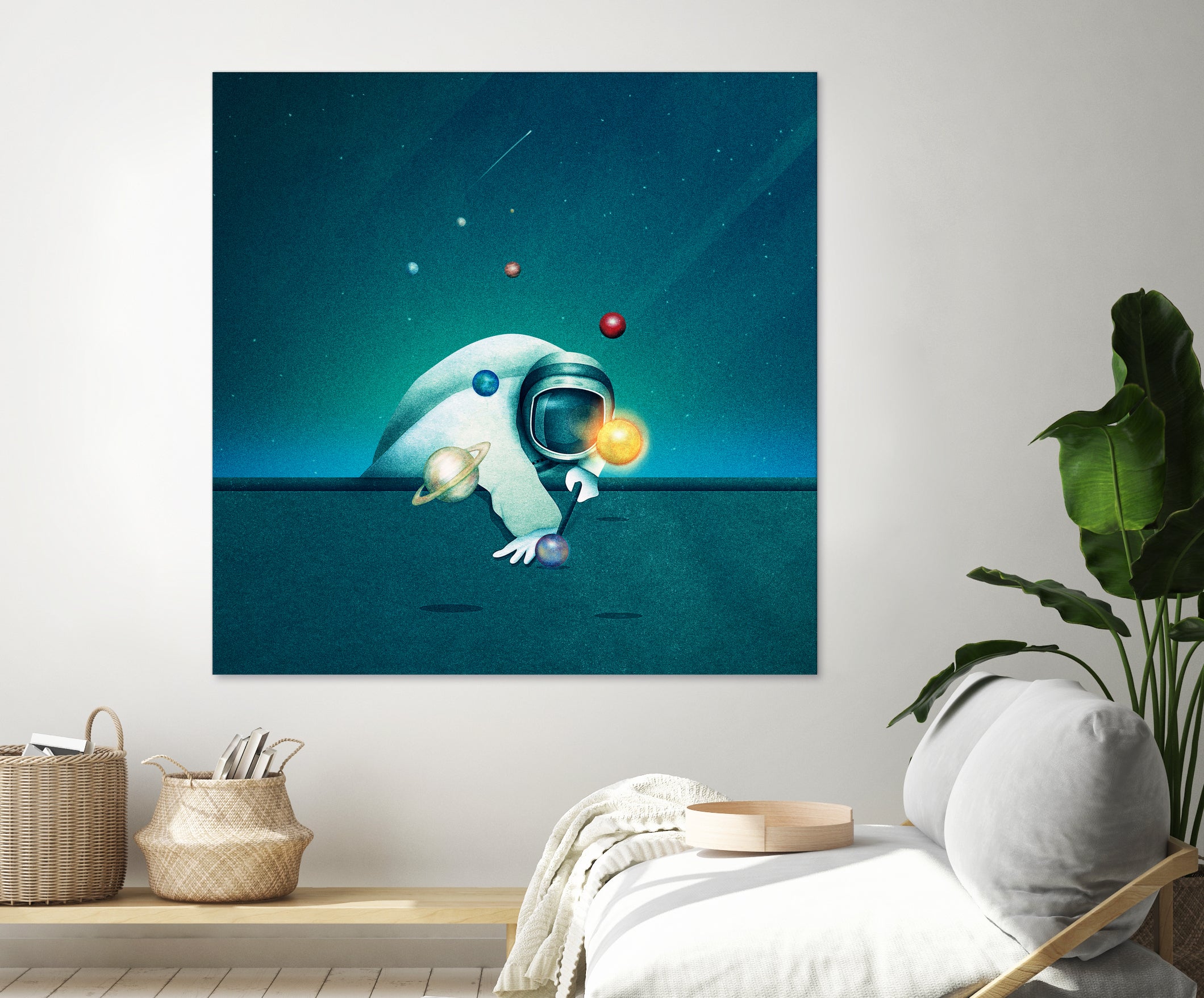 Astronaut Billards by Romina Lutz on GIANT ART - green digital painting