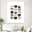 Pretty Coffee Cups 3 - White by Elisabeth Fredriksson on GIANT ART - gray digital painting