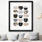 Pretty Coffee Cups 3 - White by Elisabeth Fredriksson on GIANT ART - gray digital painting