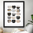 Pretty Coffee Cups 3 - White by Elisabeth Fredriksson on GIANT ART - gray digital painting